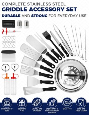 36 Piece Stainless Steel Griddle Accessories Kit for Blackstone and Other Griddles