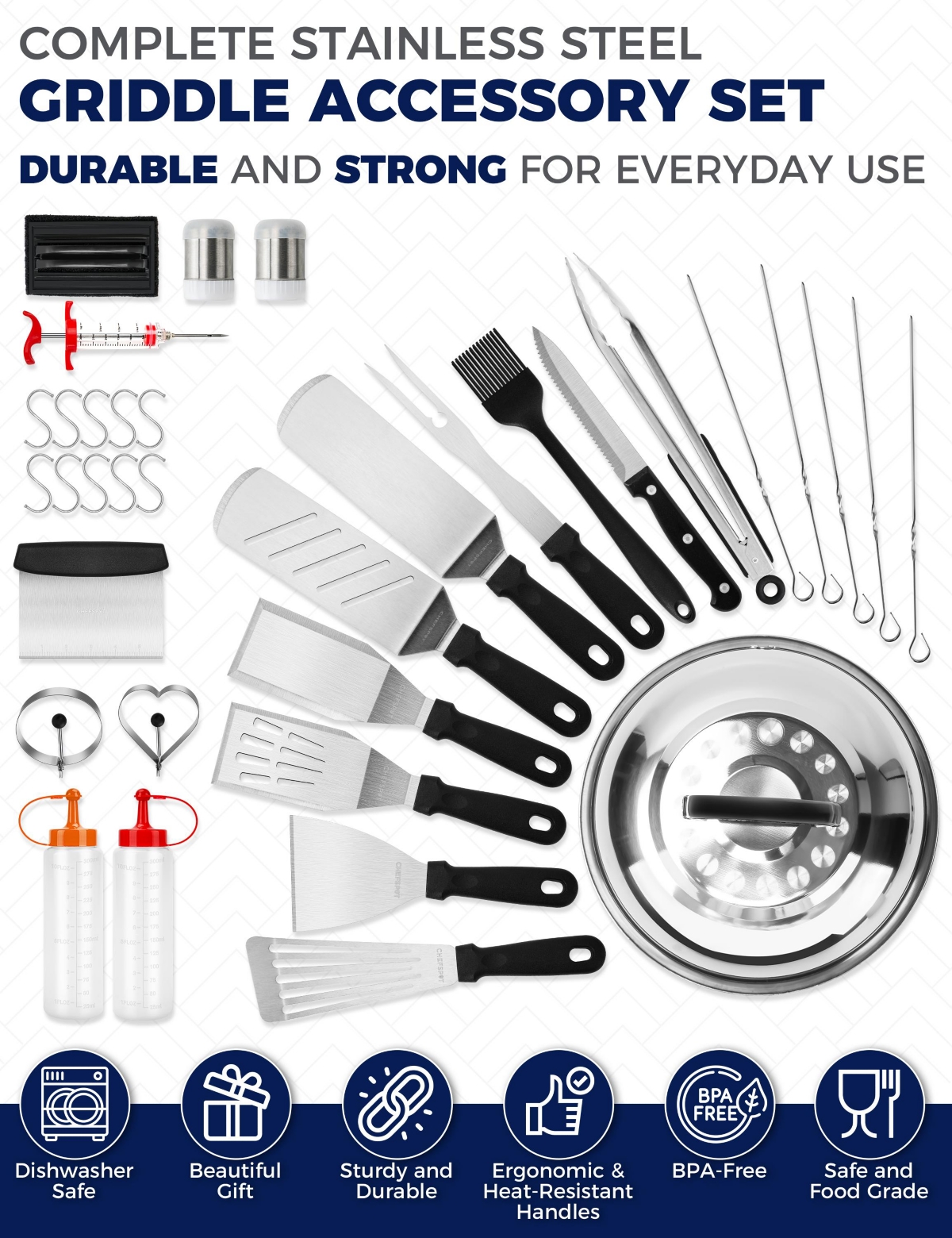 Chefspot 36 Piece Stainless Steel Griddle Accessories Kit for Blackstone and Other Griddles