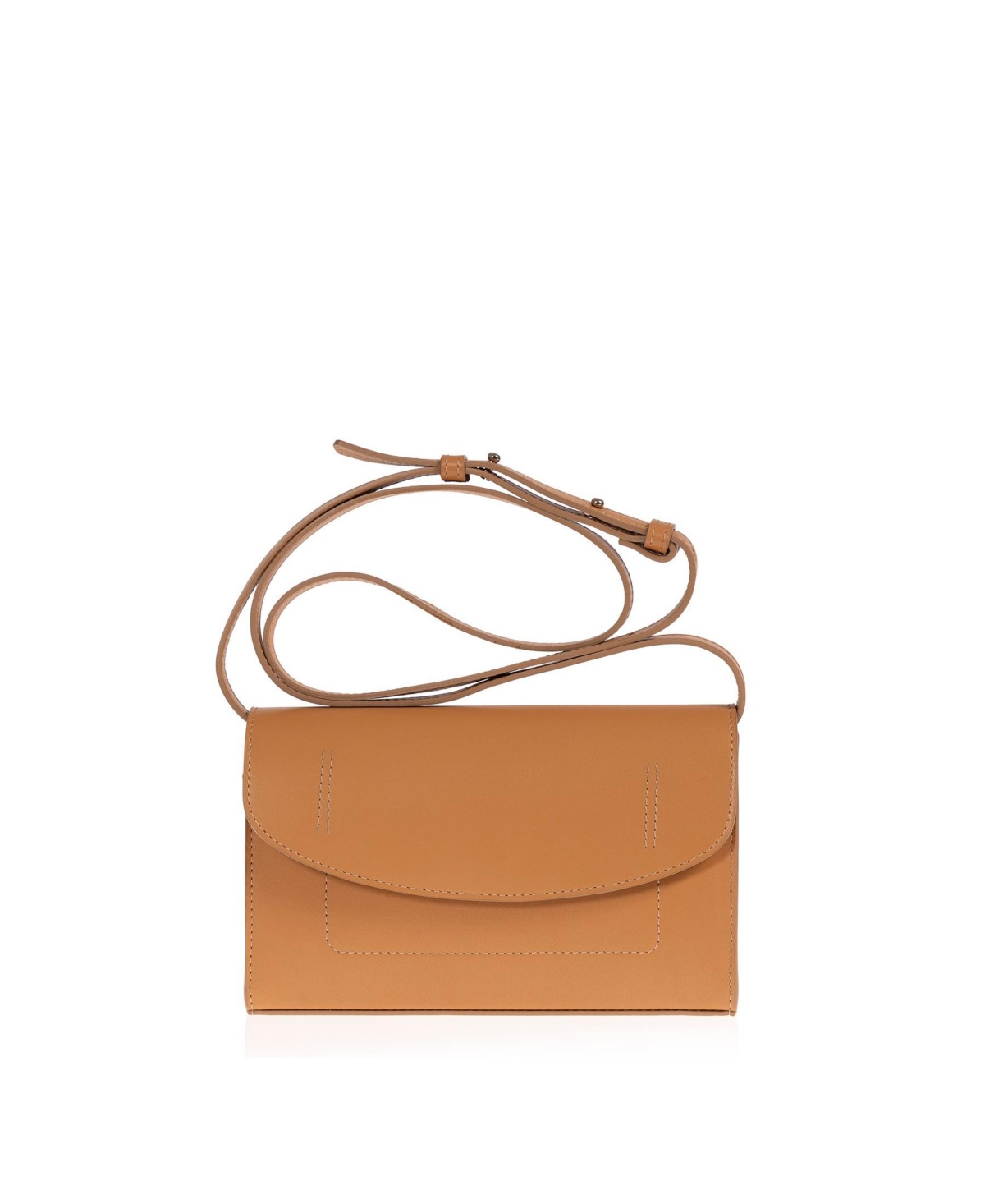 Women's Leather Runthrough Mini Bag (Dark Pink) - Tan