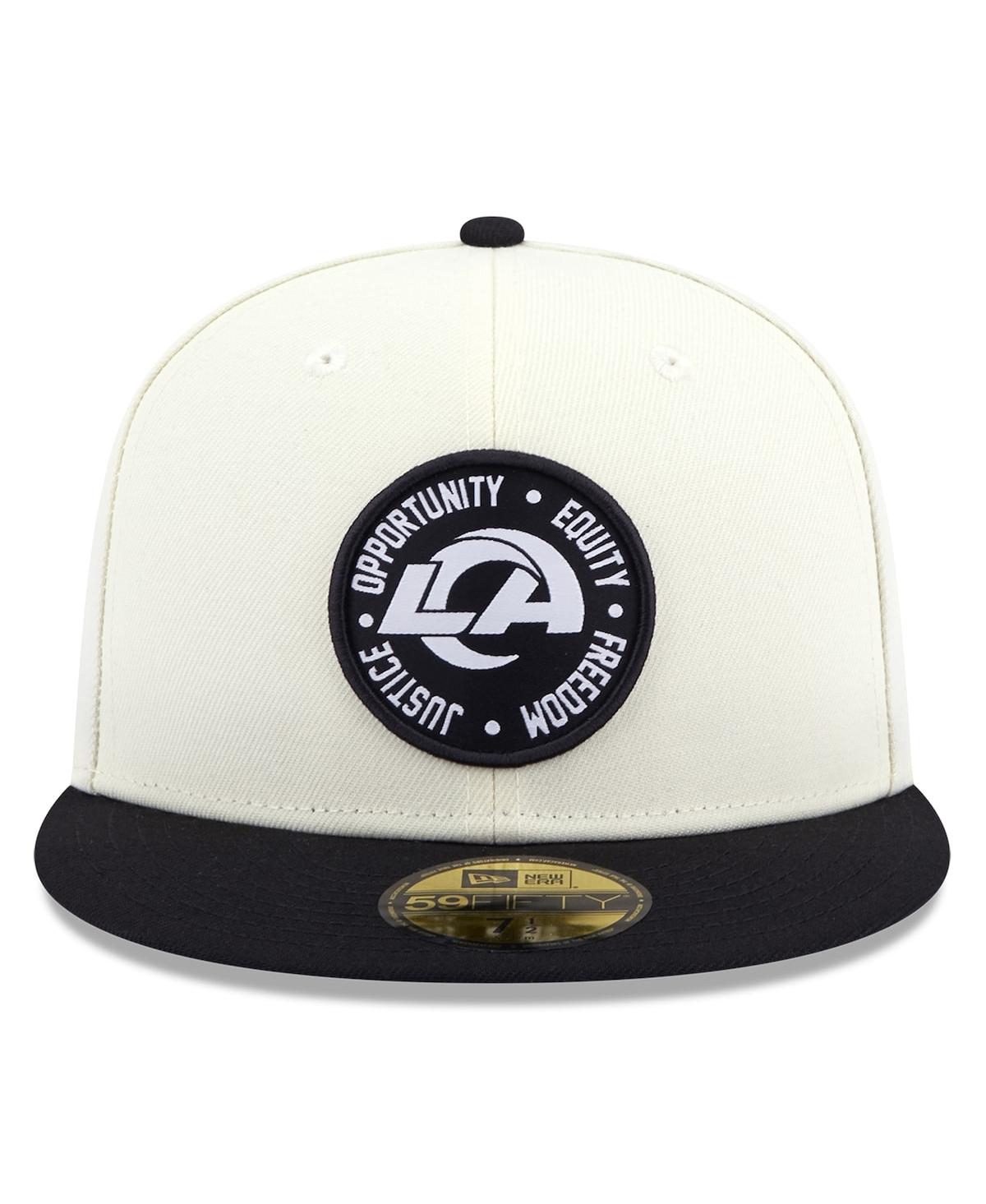 Men's New Eraand Black Los Angeles Rams 2022 Inspire Change 59FIFTY Fitted Hat - Cream, Black