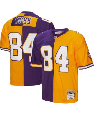 Men's Mitchell & Ness Randy Moss Purple/Gold Minnesota Vikings 1998 Split Legacy Replica Jersey