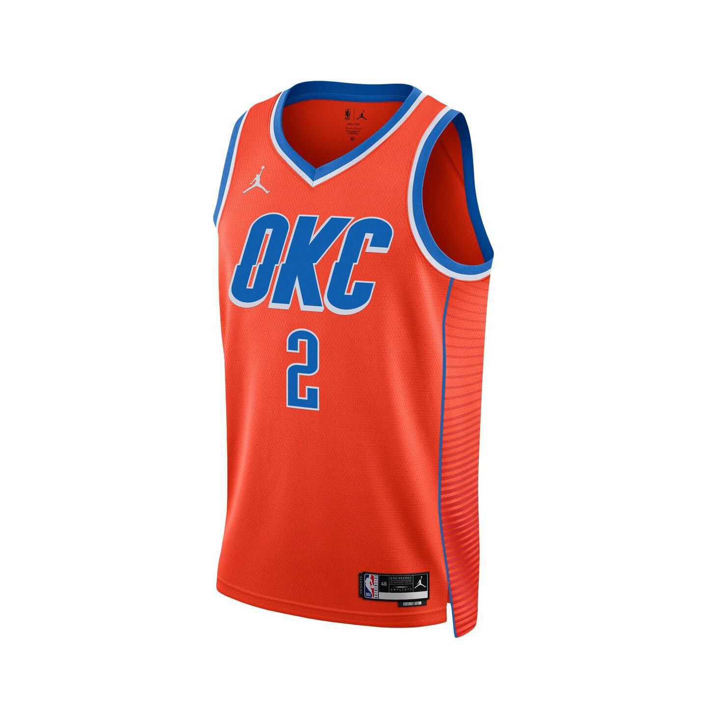 Мужской топ Jordan Shai Gilgeous-Alexander Orange Oklahoma City Thunder Statement Edition Swingman Jersey — фото 3