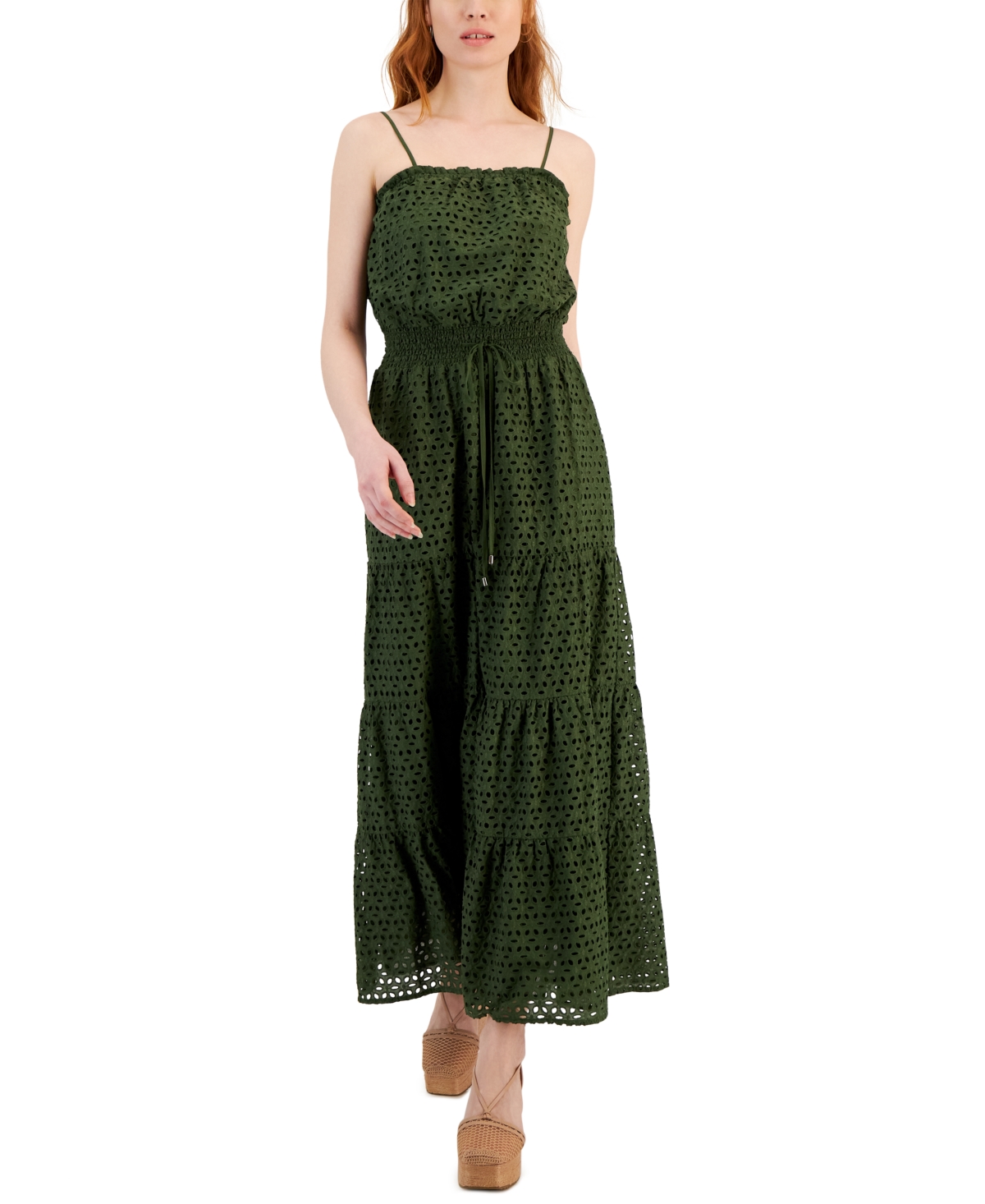 Inc International Concepts Women's Cotton Eyelet Maxi Dress, Created For Macy's In Costa Green