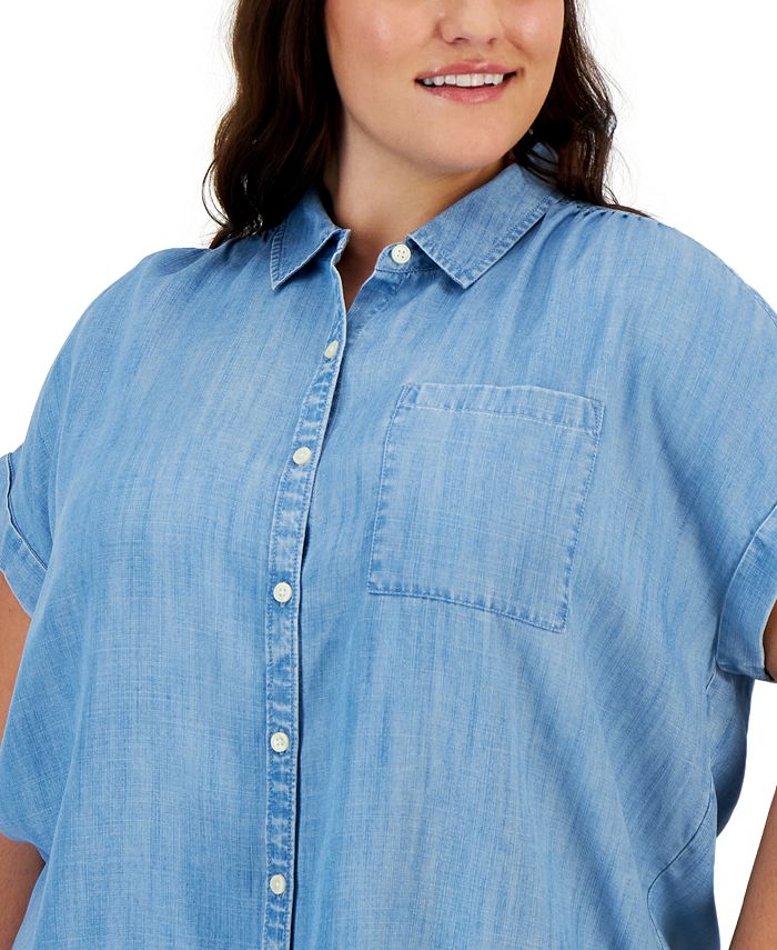 Style & Co Plus Size Camp Shirt, Created for Macy's & Reviews Tops