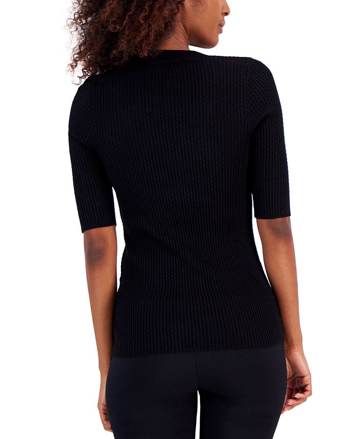 Alfani Women's Ribbed Elbow-Sleeve Sweater, Created for Macy's ...