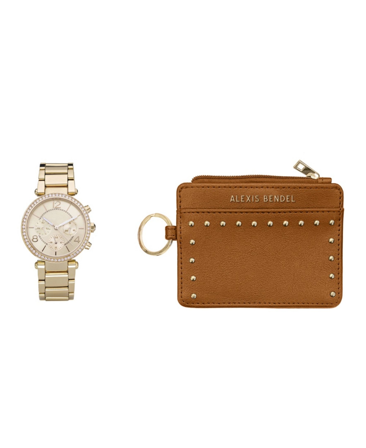 Women's Analog Gold-Tone Metal Alloy Bracelet Watch and Wallet, 36mm Gift Set - Gold