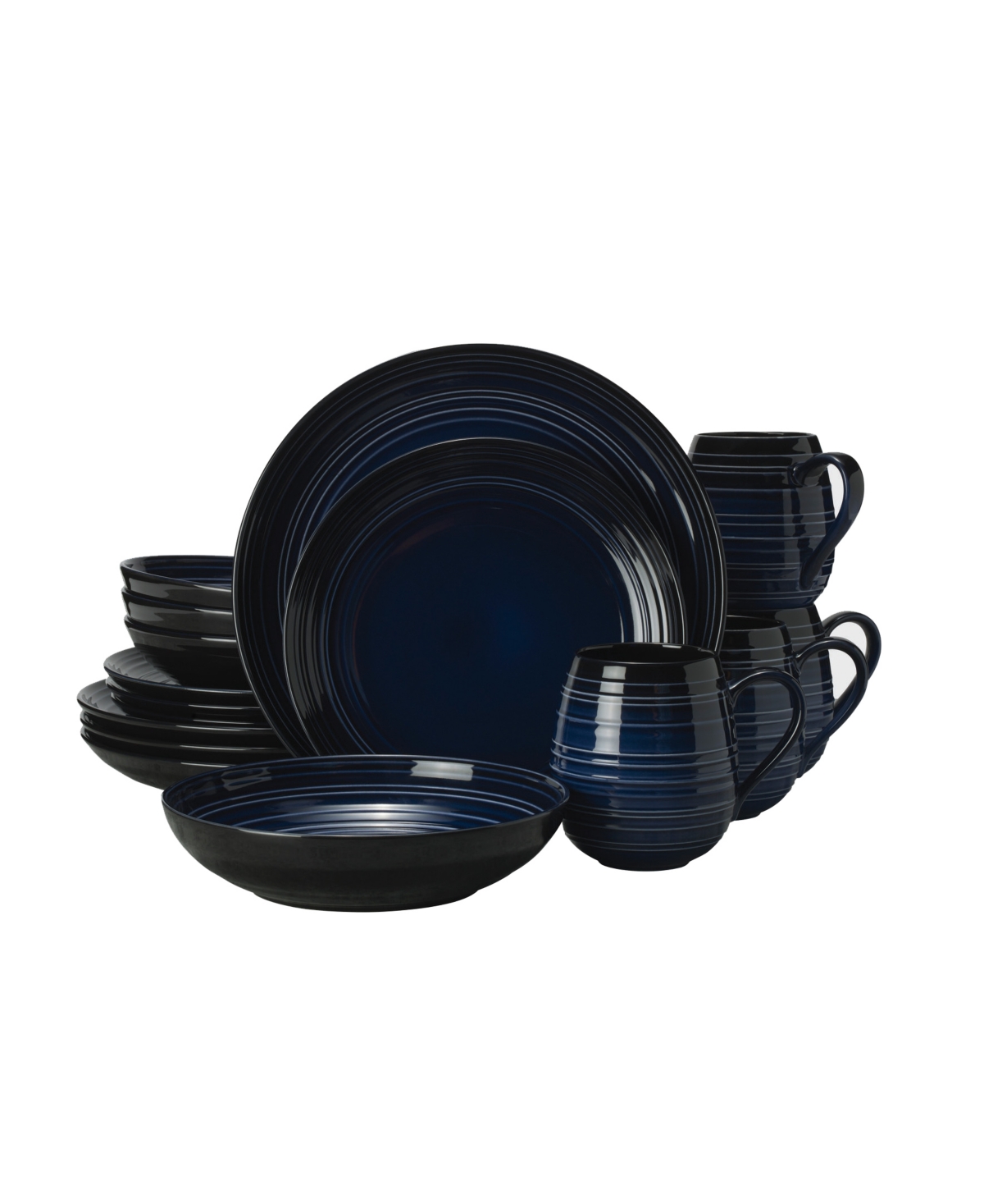 Swirl Coupe 16 Piece Dinnerware Set, Service for 4 - Blue
