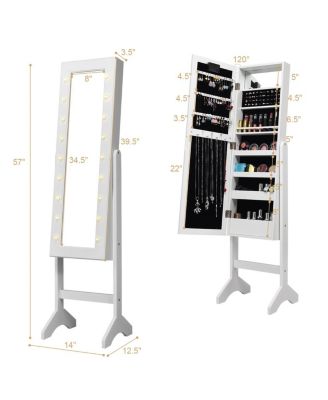 Mirrored Jewelry Cabinet Organizer w/18 LED lights