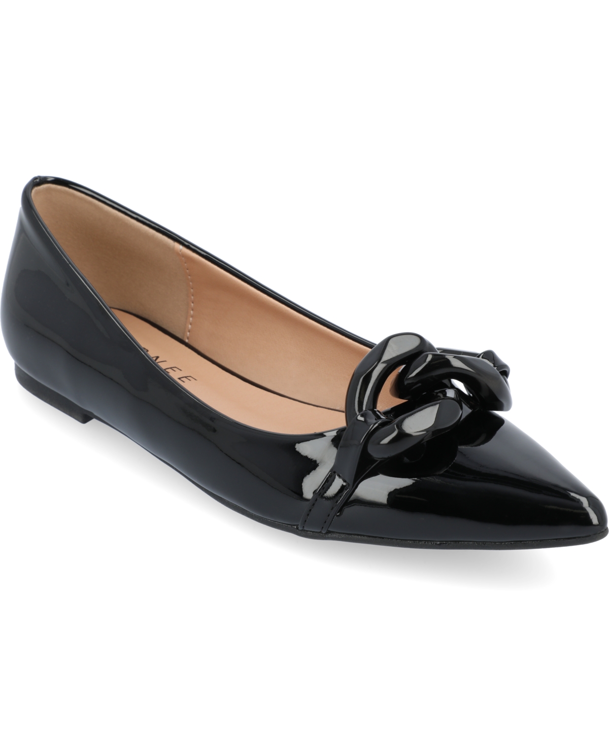 Shop Journee Collection Women's Clareene Chain Pointed Toe Flats In Black