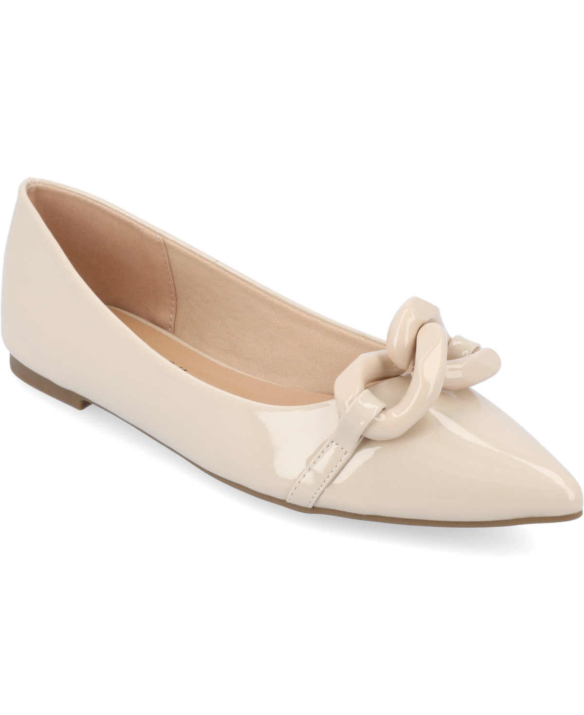 Shop Journee Collection Women's Clareene Chain Pointed Toe Flats In Beige