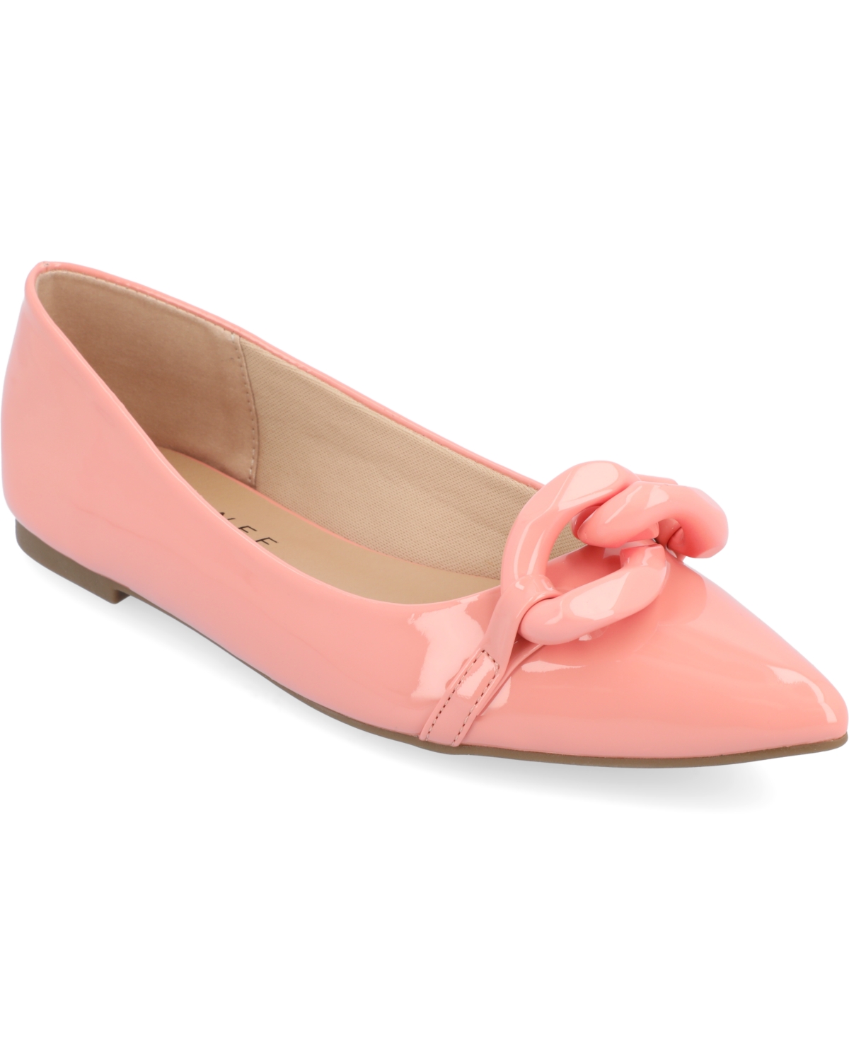 Journee Collection Women's Clareene Chain Pointed Toe Flats In Pink