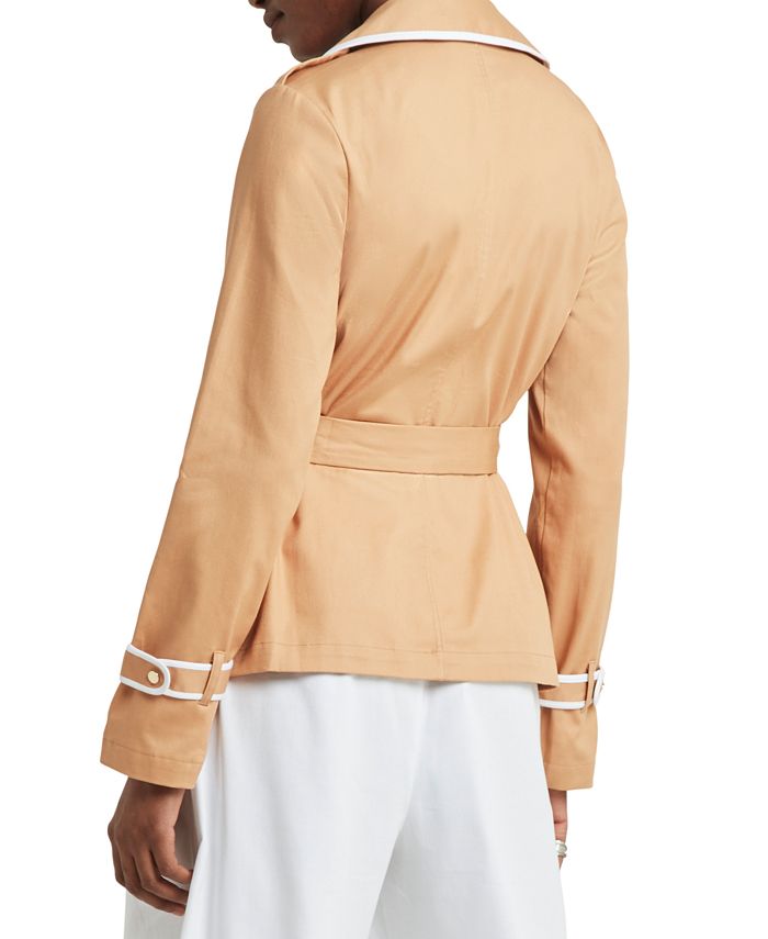 H Halston Women's PipingTrim Trench Jacket Macy's