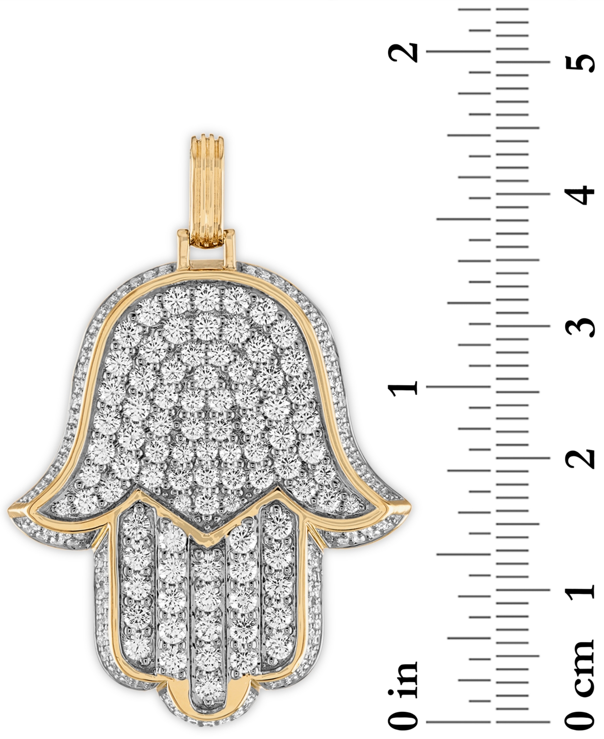 Esquire Men's Jewelry Cubic Zirconia Pave Hamsa Hand Pendant in Sterling& 14k Gold-Plate, Created for Macy's - Silver