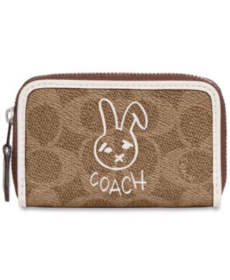 COACH - Bunny Graphic Signature Coated Canvas Small Zip-Around Wallet