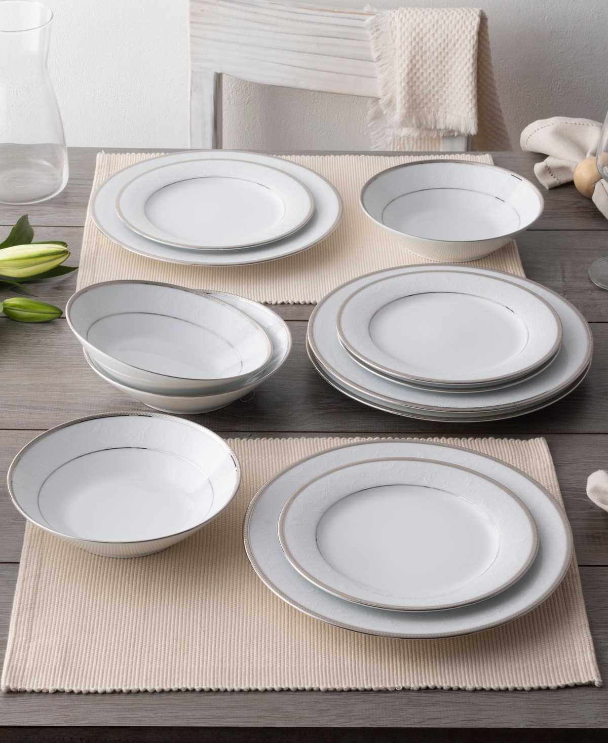 Noritake Regina Platinum Set of 4 Soup Bowls, Service For 4