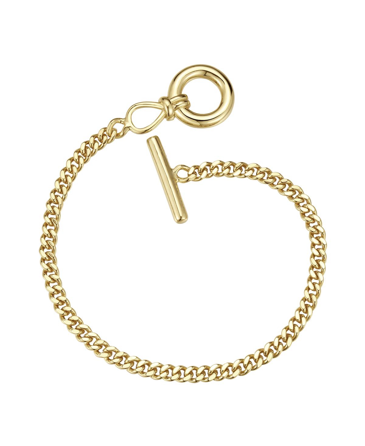 Rachel Glauber 14k Gold Colored Cubic Zirconia Chain Bracelet In Gold
