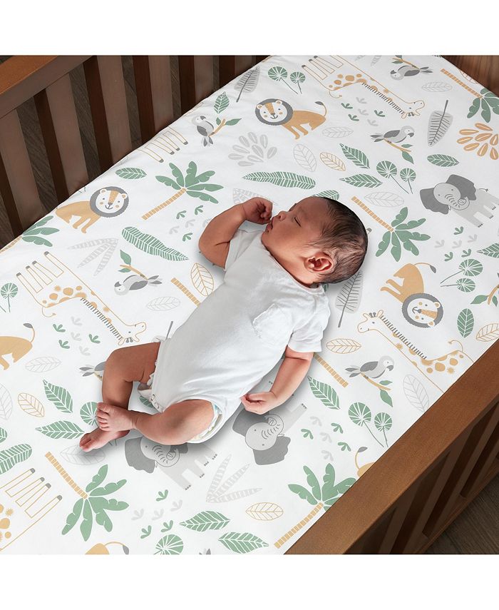 Lambs & Ivy Jungle Friends 100 Cotton Safari Animals Baby Fitted Crib