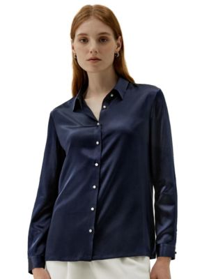 Women's Classic Pearl Button Silk Shirt