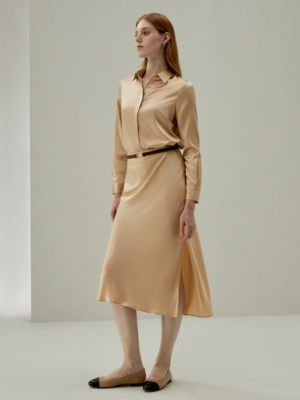 Women's Basic Concealed Placket Silk Shirt