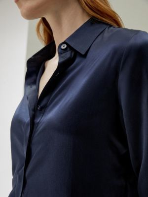 Women's Basic Concealed Placket Silk Shirt