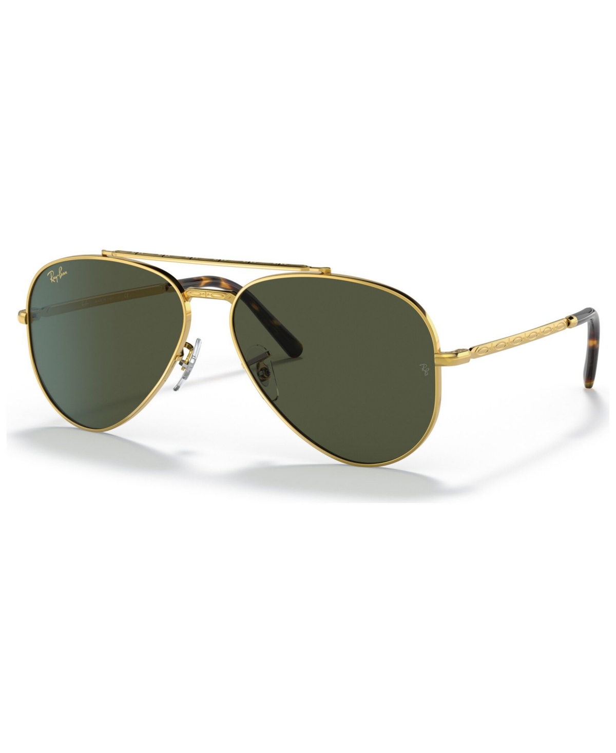 Ray Ban Aviator Metal Ii Green Classic G-15 Unisex Sunglasses Rb3689 914731 55 In Legend Gold-tone