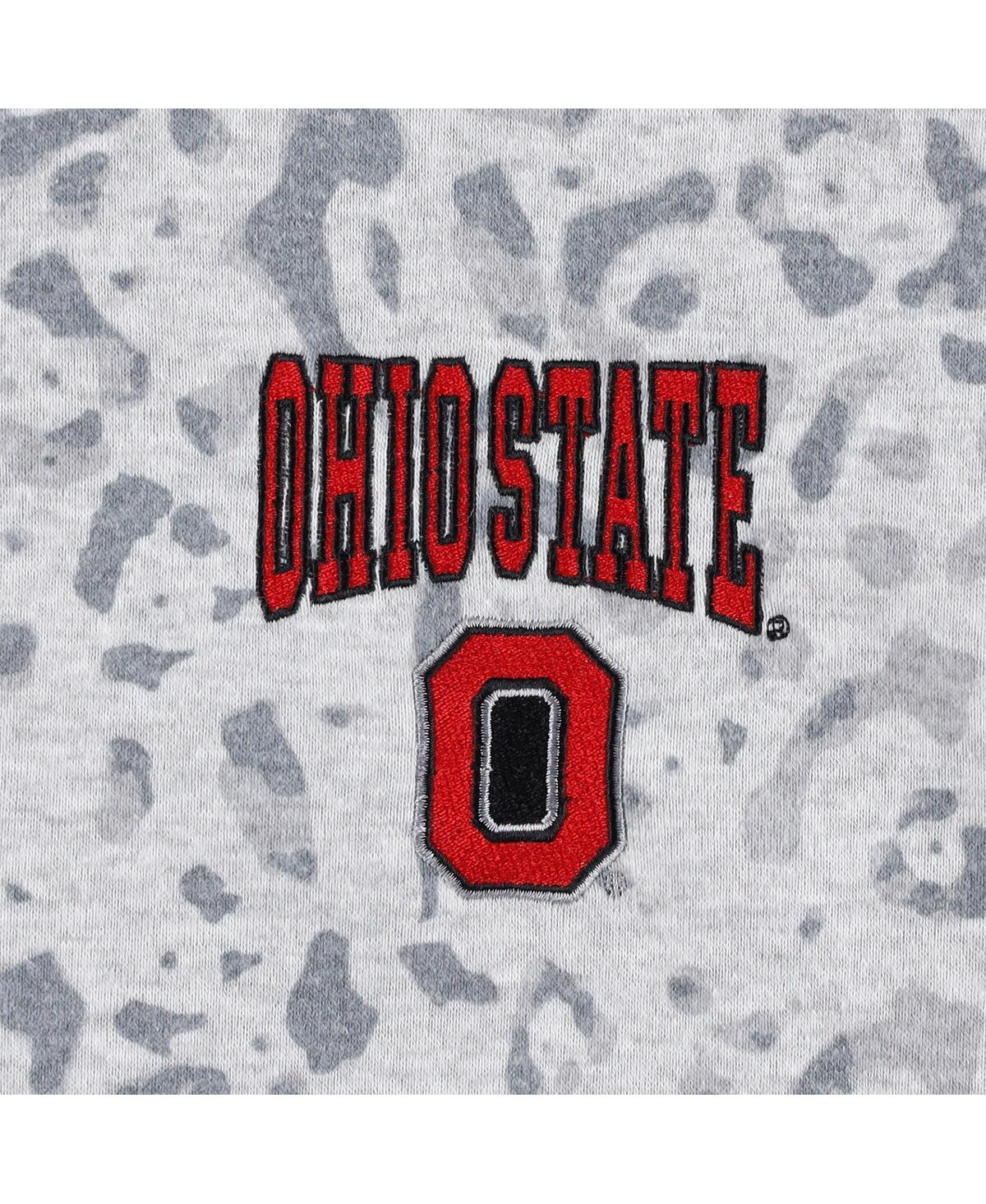 GAMEDAY COUTURE WOMEN'S GAMEDAY COUTURE HEATHER GRAY OHIO STATE BUCKEYES LEOPARD QUARTER-ZIP SWEATSHIRT 