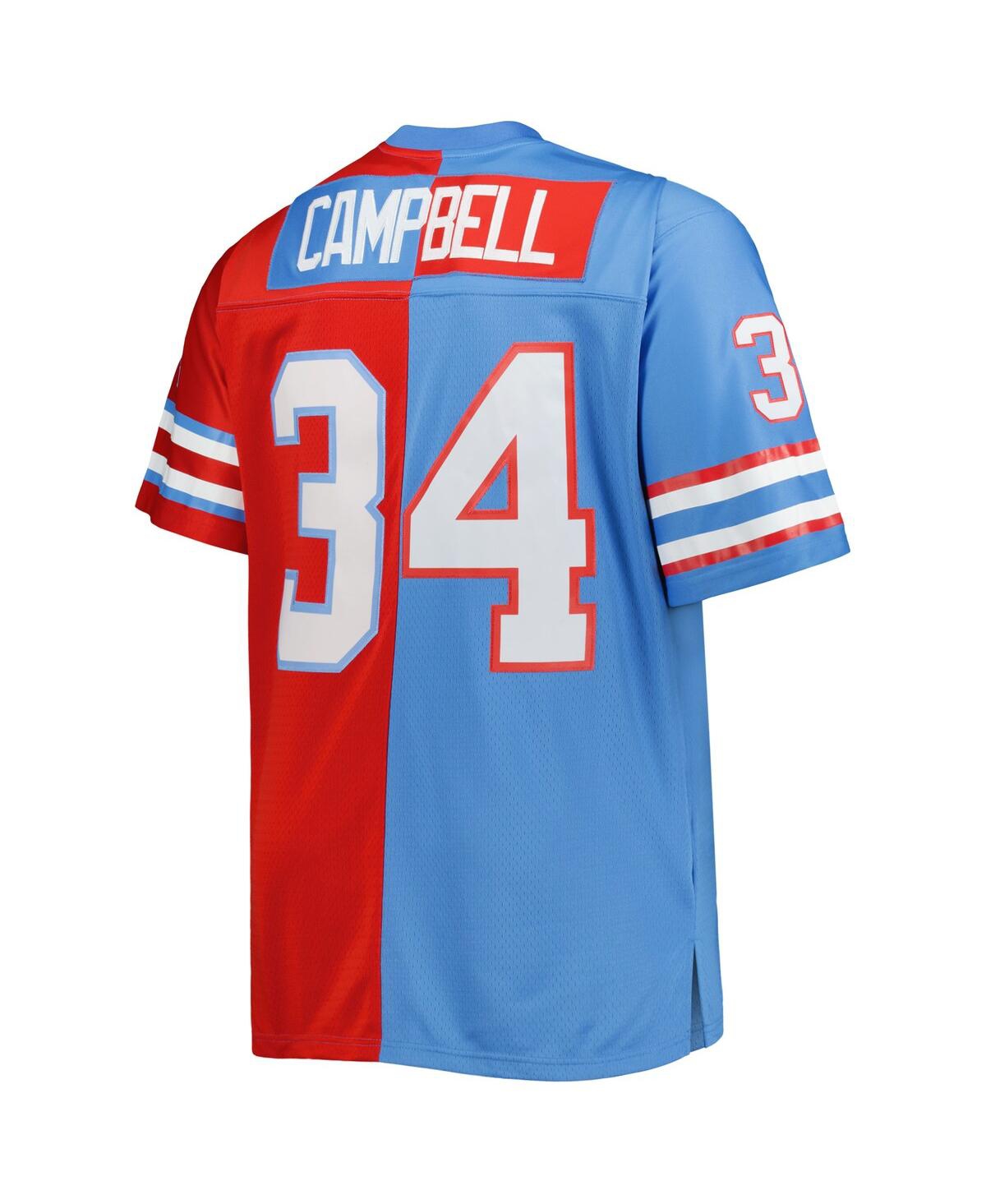 Men's Mitchell & Ness Earl Campbell Red Houston Oilers Big and Tall Gridiron Classics Split Legacy Retired Player Replica Jersey - Light B