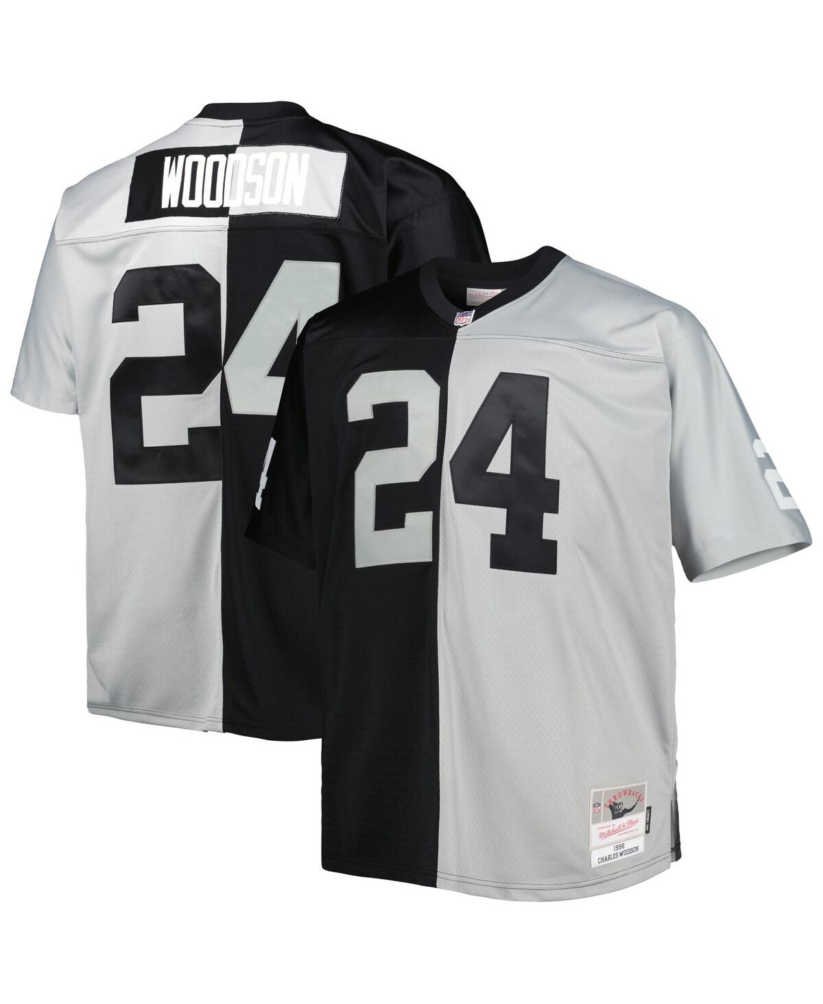 Men's Mitchell & Ness Charles Woodson Silver Las Vegas Raiders Big and Tall Split Legacy Retired Player Replica Jersey - Silver