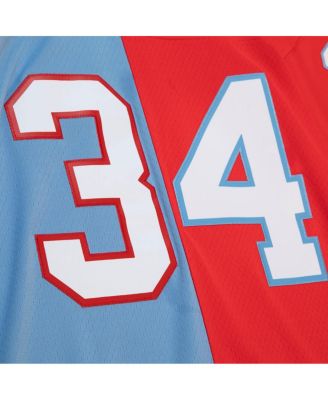 Men's Earl Campbell Red, Light Blue Houston Oilers Gridiron Classics 1980 Split Legacy Replica Jersey
