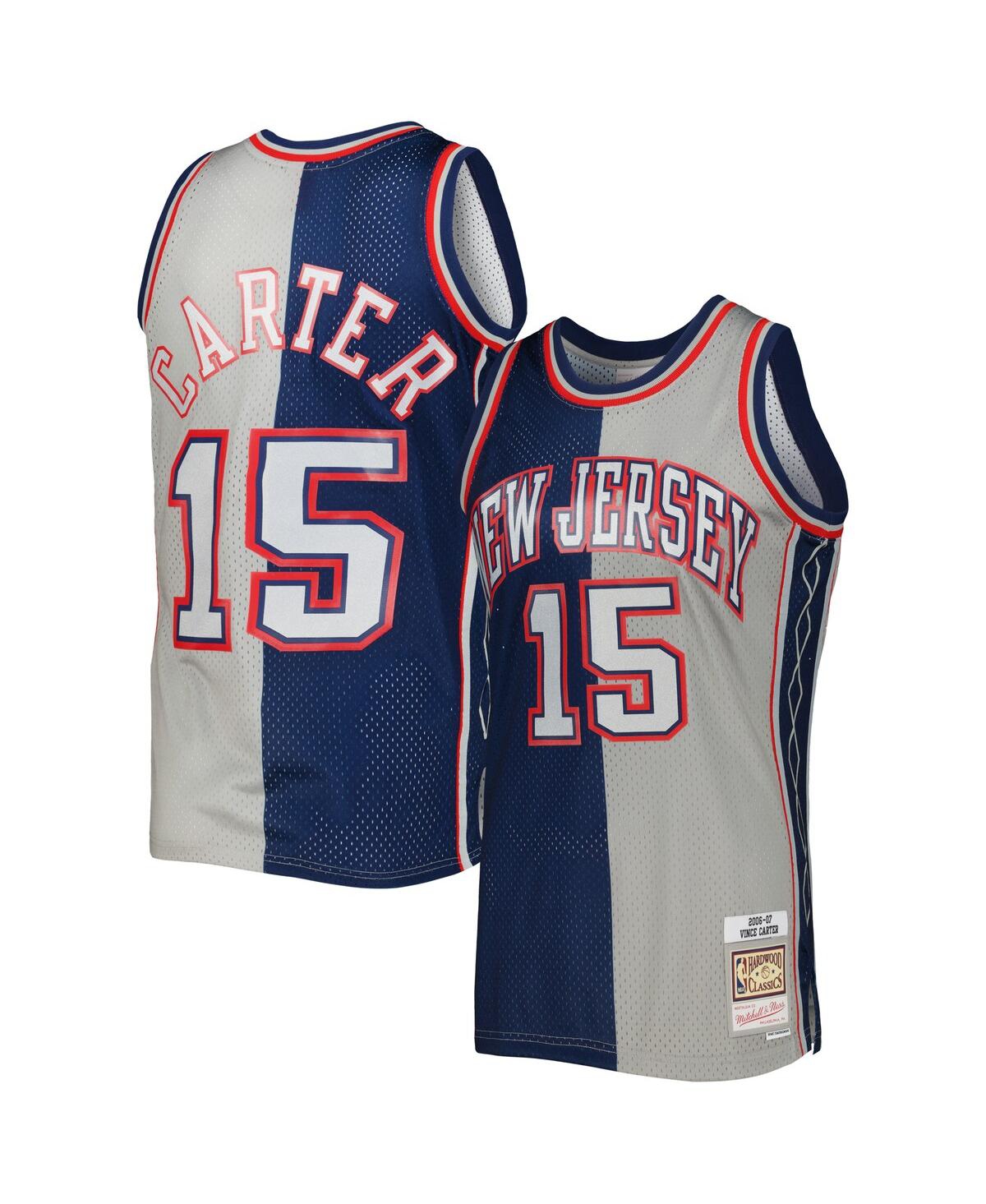 Men's Mitchell & Ness Vince Carter Gray New Jersey Nets Hardwood Classics 2006-07 Split Swingman Jersey - Gray
