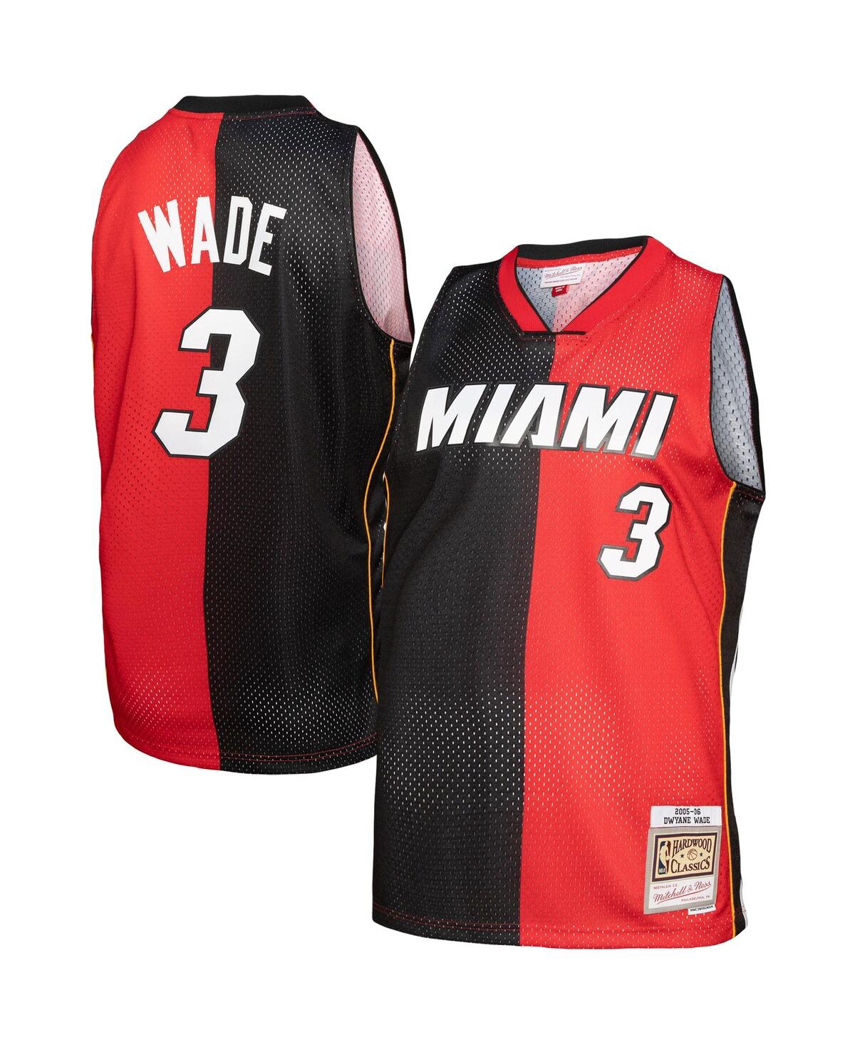 Men's Mitchell & Ness Dwyane Wade Red Miami Heat Hardwood Classics 2005-06 Split Swingman Jersey - Red