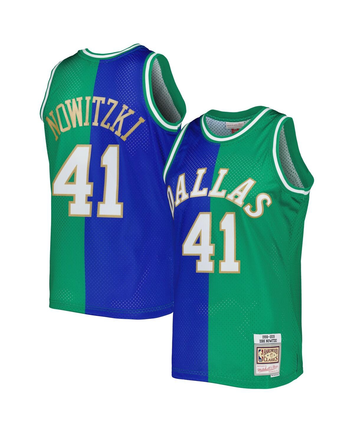 Men's Mitchell & Ness Dirk Nowitzki Green Dallas Mavericks Hardwood Classics 1998-2019 Split Swingman Jersey - Green