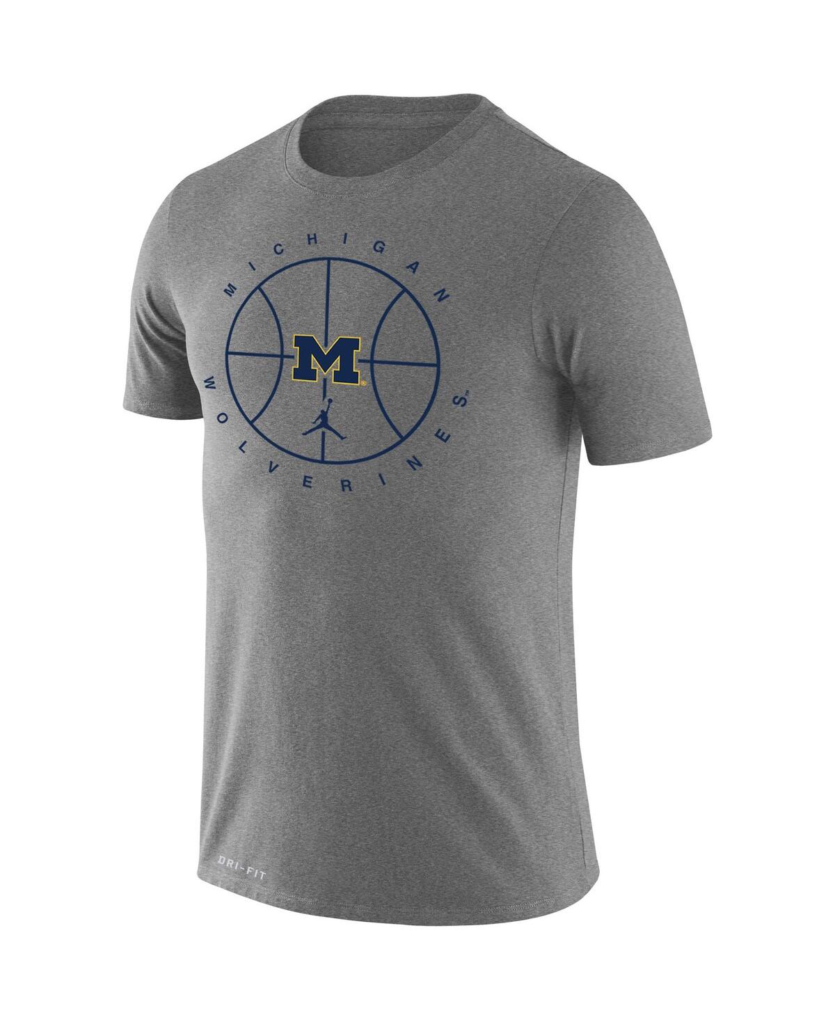 Shop Jordan Men's  Heather Gray Michigan Wolverines Basketball Icon Legend Performance T-shirt