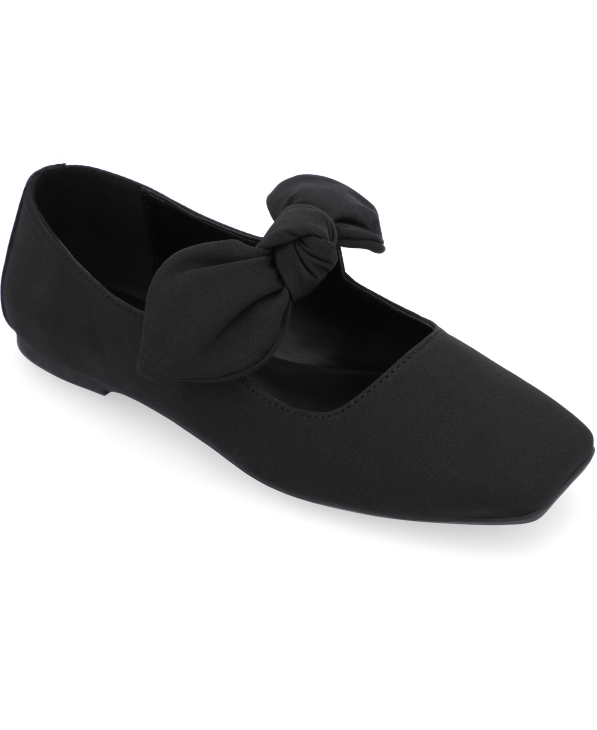 Journee Collection Women's Seralinn Bow Square Toe Flats In Black