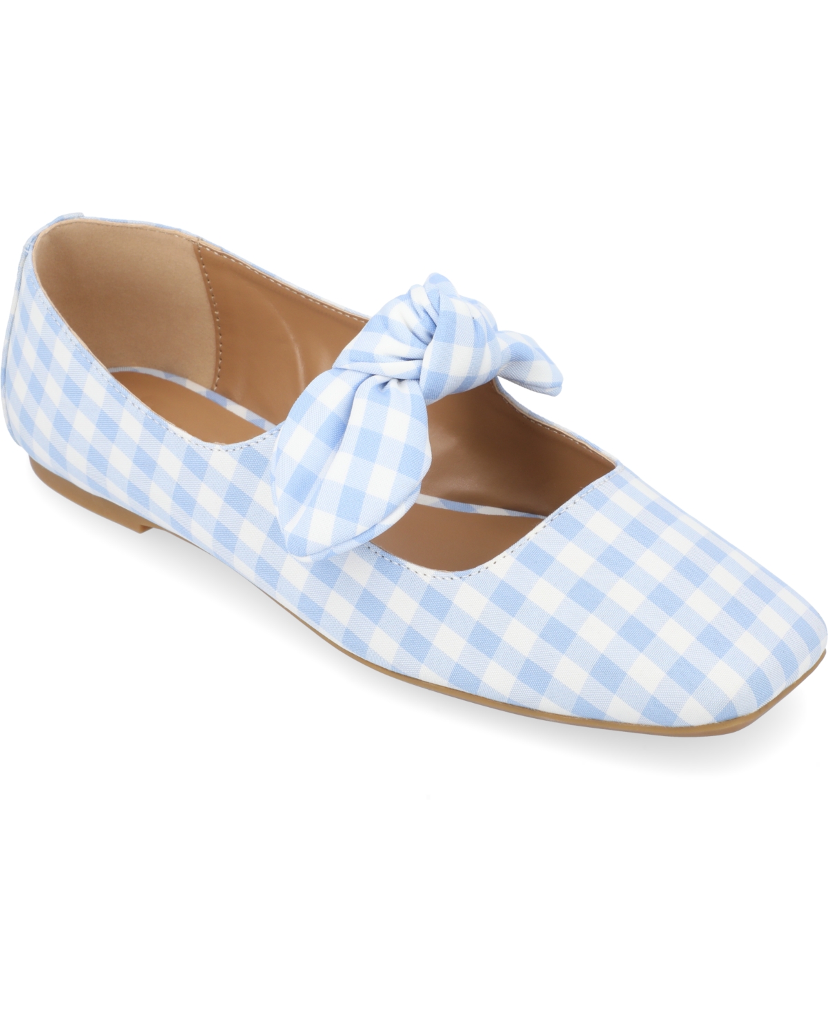 Journee Collection Women's Seralinn Bow Square Toe Flats In Blue