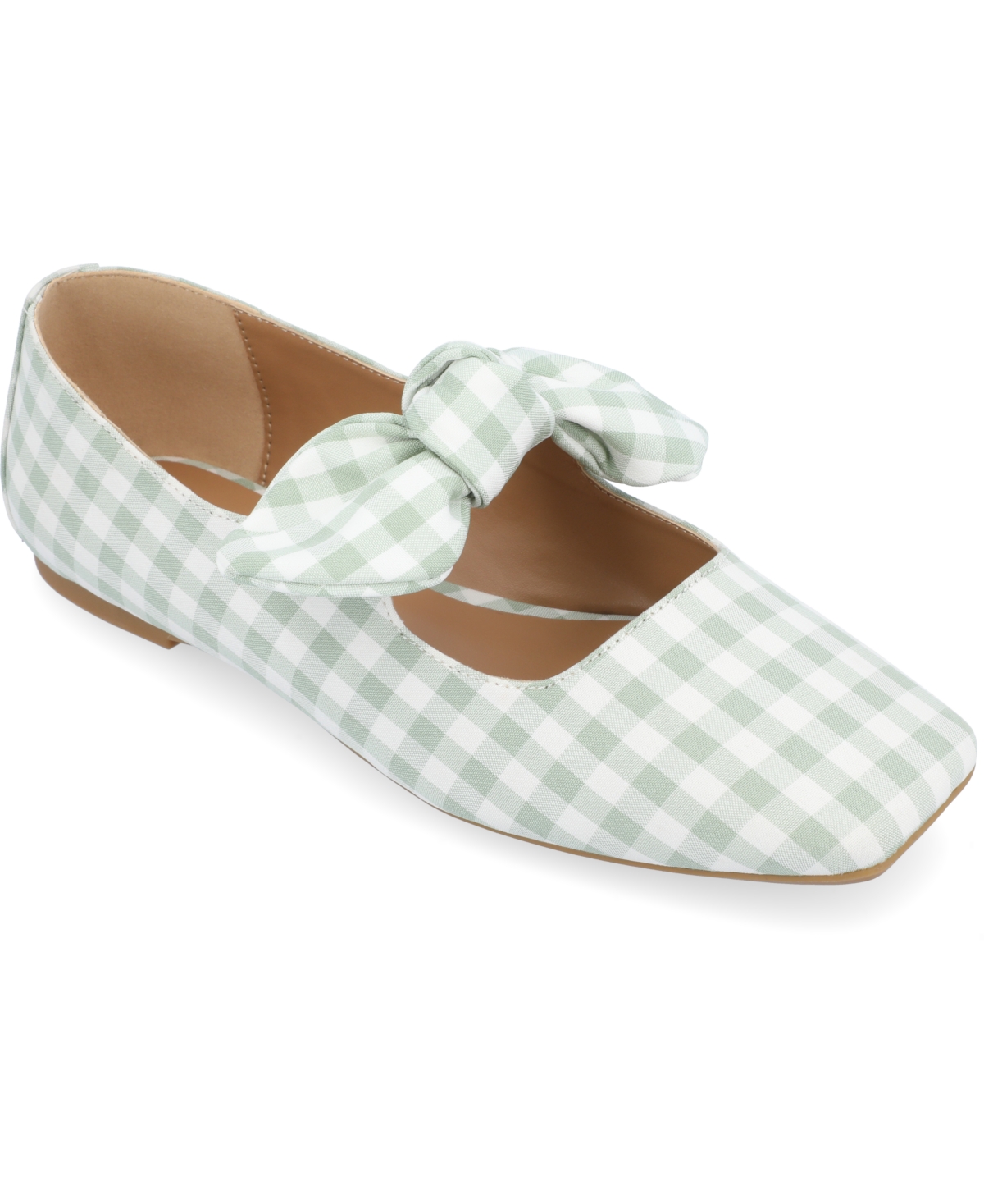 Journee Collection Women's Seralinn Bow Square Toe Flats In Sage