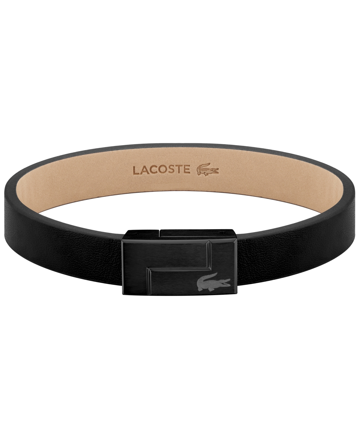 Lacoste Men's Leather Bracelet In Black