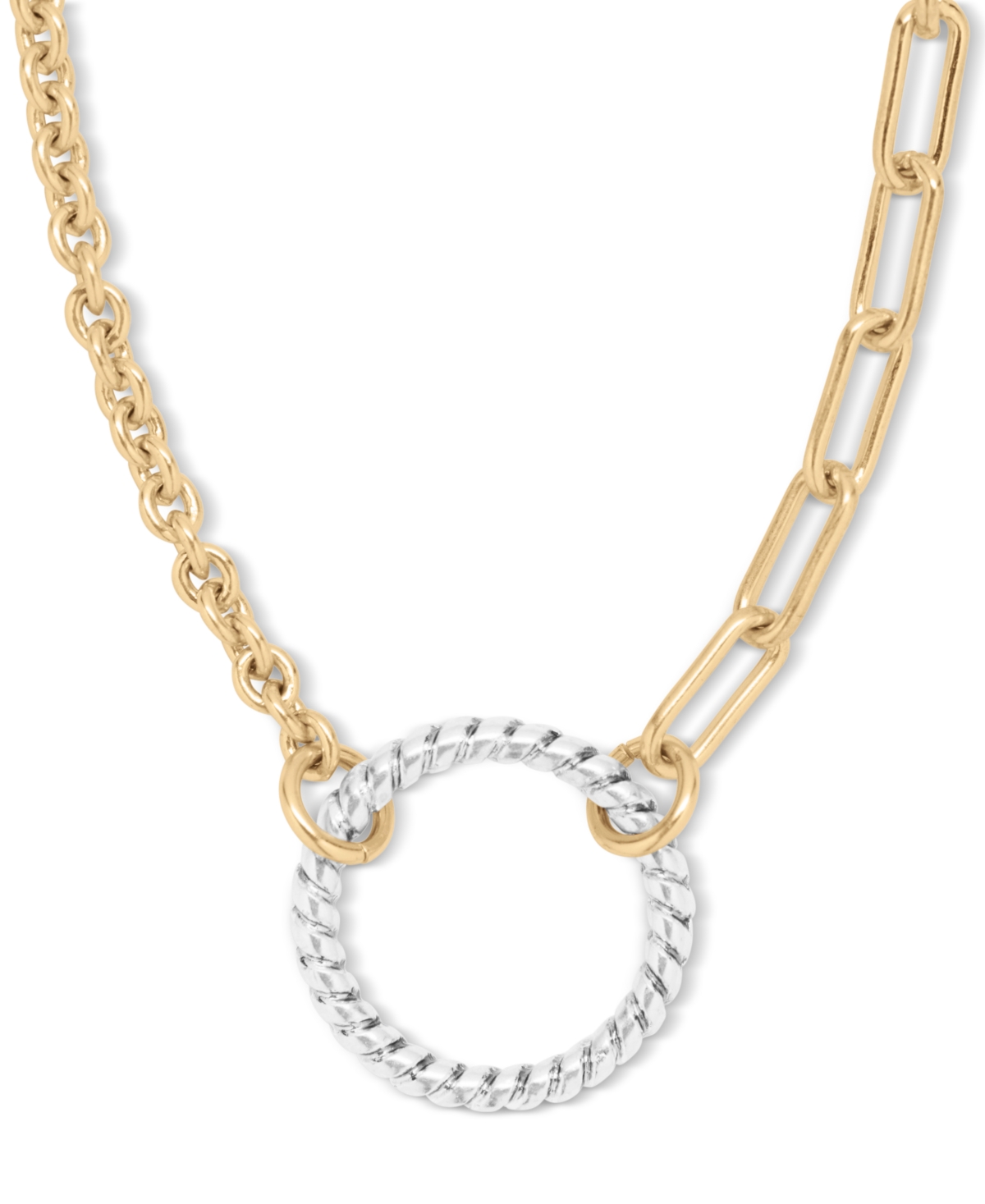 Lucky Brand Two-tone Rope Loop Mixed Chain Pendant Necklace, 16" + 2" Extender In Metallic