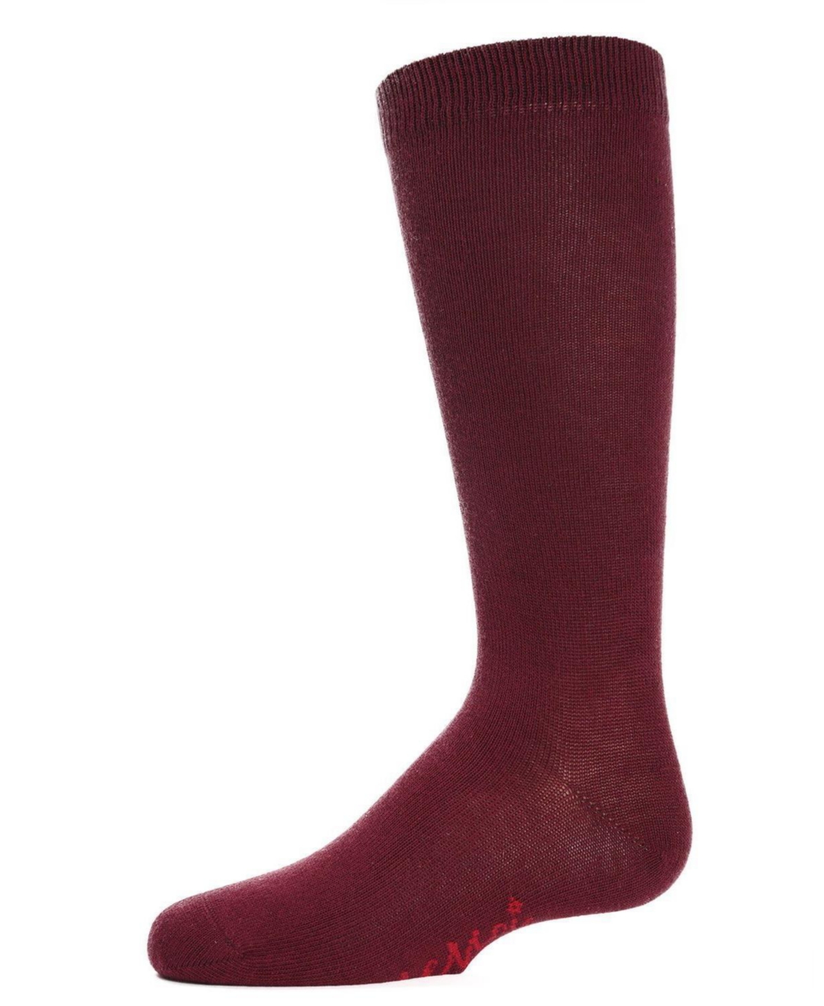 Memoi Girl's Wide Ribbed Cotton Blend Uniform Knee Socks In Burgundy