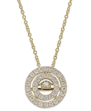 image of Twinkling Diamond Star Diamond Double Circle Pendant Necklace in 14k White or Yellow Gold (3/8 ct. t.w.)