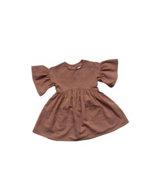 The Simple Folk Baby Girl Linen Sage Ruffled Sleeve Dress - Macy's
