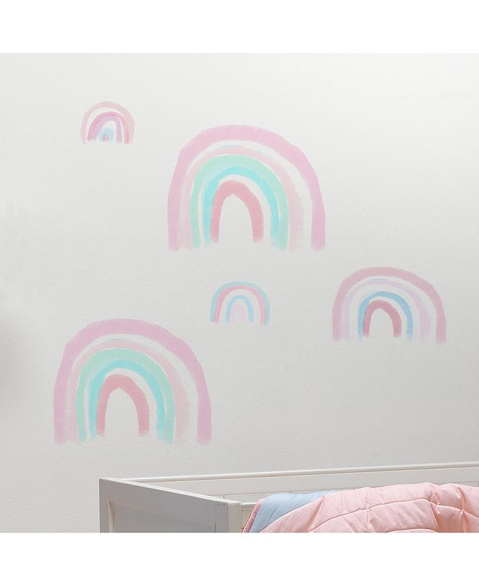Lambs & Ivy Watercolor Pastel Rainbow Nursery/Kids Wall Decals Pink