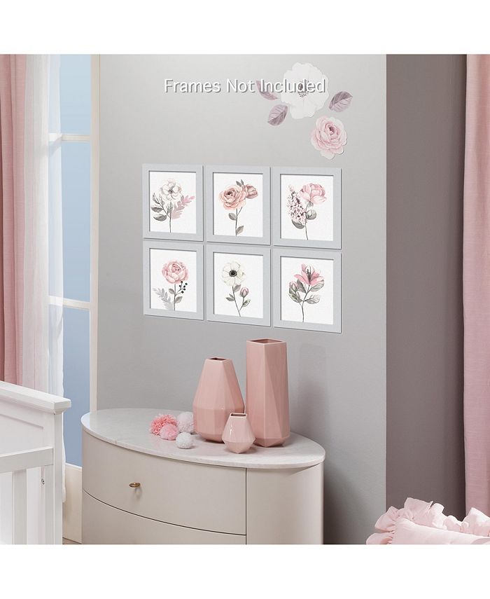 Lambs & Ivy Watercolor Floral Unframed Nursery Child Wall Art 6pc