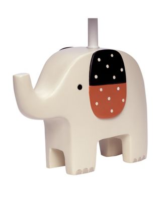 Patchwork Jungle Modern Cream Elephant Lamp With Gray Shade & Bulb