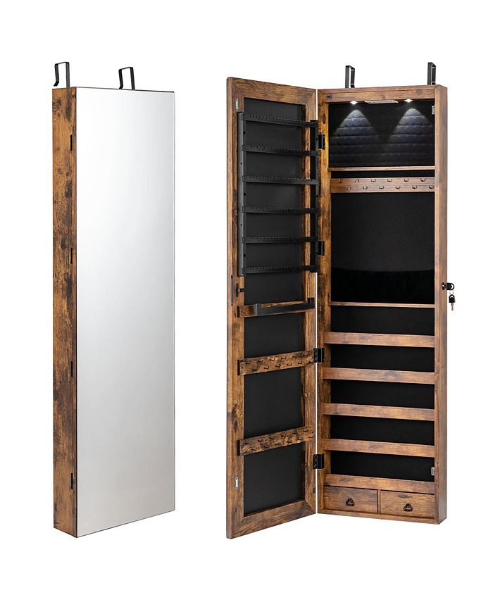 Costway Mirrored Jewelry Cabinet Jewelry Organizer Macy s