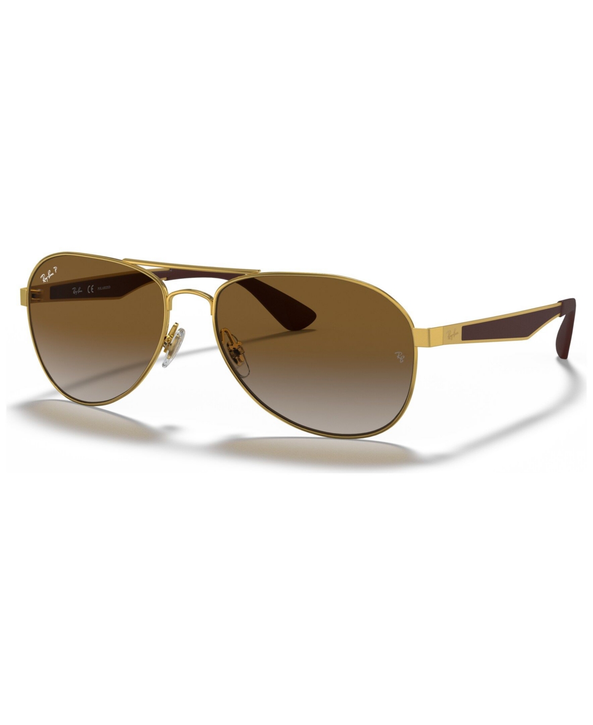 Ray Ban Rb3549 Sunglasses Gold Frame Brown Lenses Polarized 61-16 In Brown Gradient Polar,gold