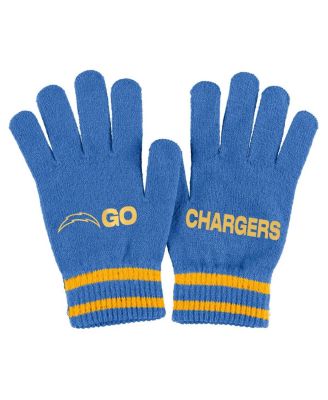 Women's Powder Blue Los Angeles Chargers Double Jacquard Cuffed Knit Hat with Pom and Gloves Set