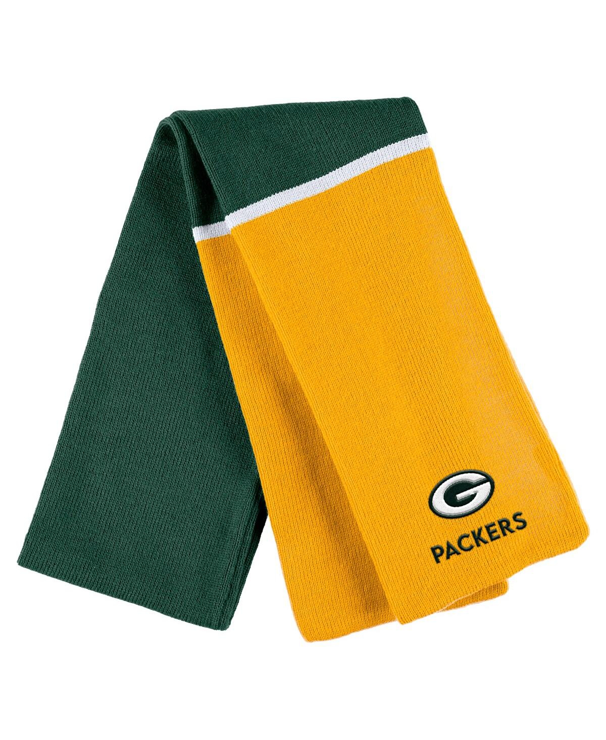 Shop Wear By Erin Andrews Women's  Green Green Bay Packers Colorblock Cuffed Knit Hat With Pom And Scarf S