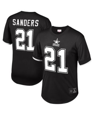 Men's Mitchell & Ness Deion Sanders Black Dallas Cowboys Retired Player  Name & Number Mesh Top