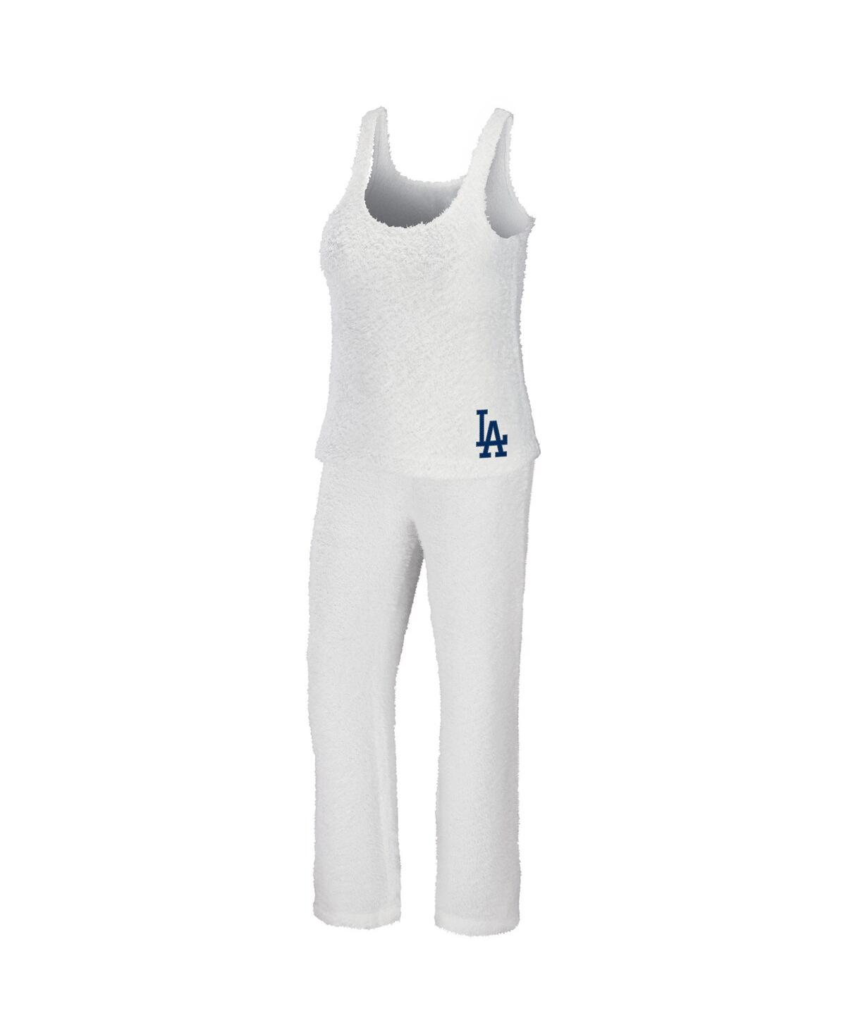 Shop Wear By Erin Andrews Women's  Cream Los Angeles Dodgers Cozy Lounge Tank Top And Pants Set